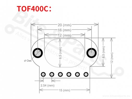 Afstandssensor Laser - Time of Flight - VL53L1/TOF400C - 400cm